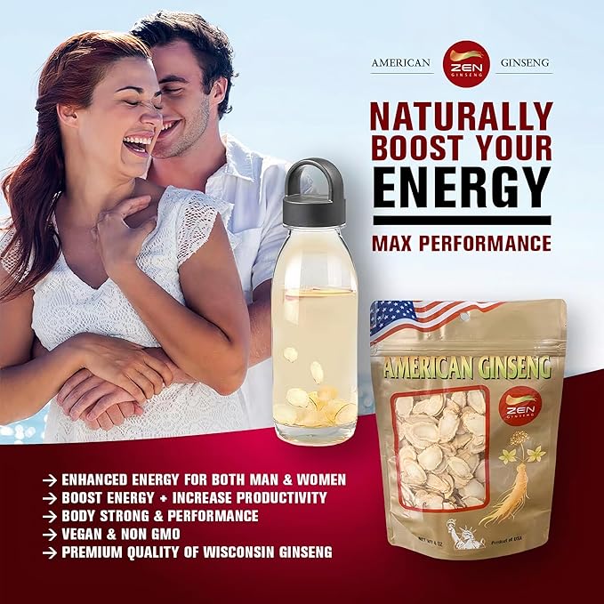 1 Bag of American Wisconsin Ginseng Slices - Panax Ginseng. Boosts Body Immunity, Energy & Stamina for Man & Women