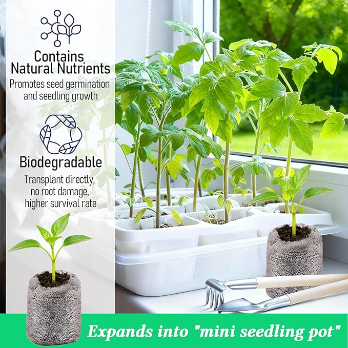 Legigo 200 PCS 40mm Peat Pellets Seed Starter Soil, Compressed Seed Starting Pods Plant Starter Soil Pods Plugs for Seedlings, Peat Pods for Starting Seeds, Herbs Tomatoes Flowers and Vegetables