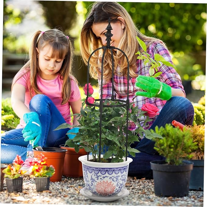 Outdoor Metal Climbing Plant Support Trellis with Secure Ground Cap for Stable Rose and Vine Growth Garden Obelisk