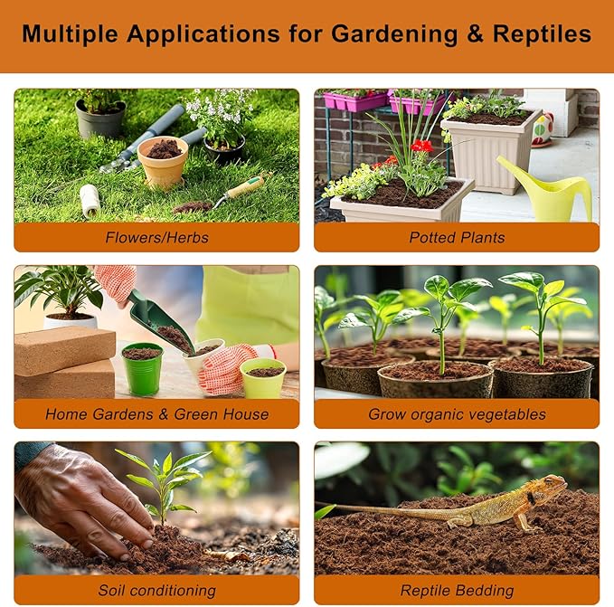 4 Pack Premium Coco Coir Bricks, Coco Coir for Plants, Coconut Fiber Substrate with Low pH & EC, Organic Coconut Fiber for Indoor & Outdoor Gardening and Potting Mix