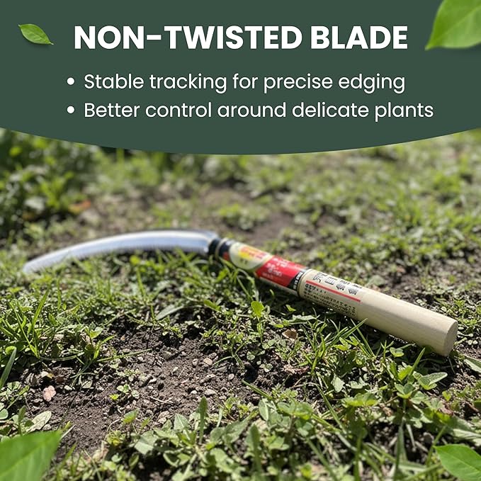 Hounen Miyawaki Japanese Weeding Sickle (Kama) – Curved Saw-Tooth Edge, Non-Twisted Blade, High-Carbon Japanese Steel, Lightweight Natural Wood Handle, Made in Japan