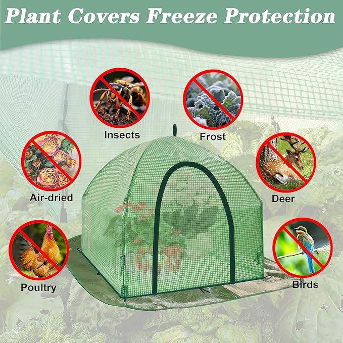 Portable Plant Cover Tent with Waterproof Base for Garden Indoor/Outdoor Tabletop Mini Greenhouse for Seed Starting Humidity Small Plants, Plant Protection from Animal for Raised Bed (XL - PE - 1PCS)