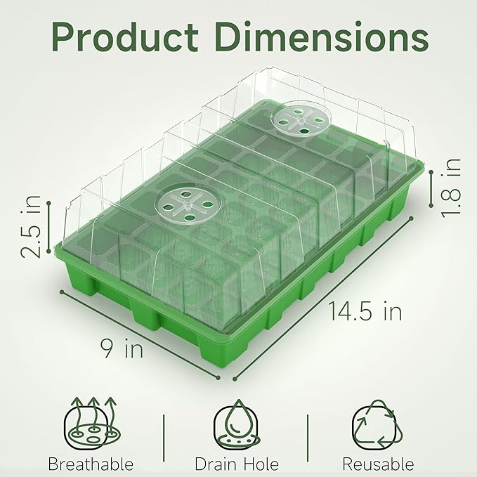 Gardzen 5 Pack BPA Free Seed Starter Tray Kit, 40 Cell Reusable Seedling Trays with Humidity Vented Domes and Base, Indoor Gardening Greenhouse Starter for Vegetables Flowers Herbs
