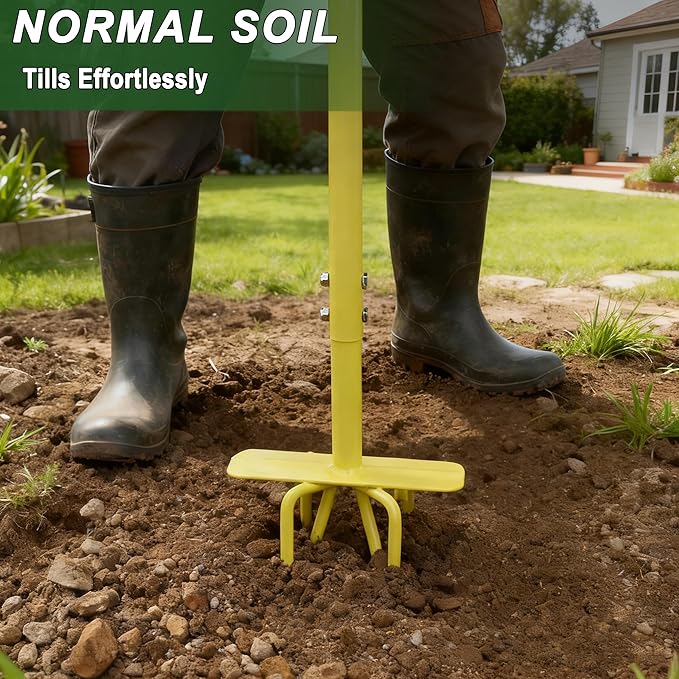 Hand Tiller Cultivator with Steel Garden Claw, Manual Twist Tiller Soil Loosening Garden Tool for Flower Beds, Raised Beds & Planter Boxes