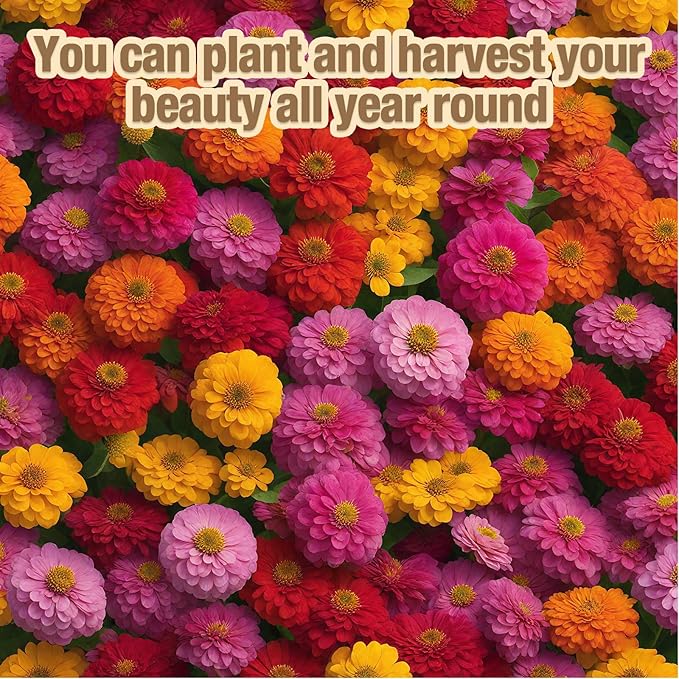 16000+ Zinnia Flower Seeds for 2026-7+ Color Mix, High Germination Rate, Perfect for Gardens, Mix Zinnia Wildflower Seeds, Mixed Colors and Large Blooms, Easy to Grow, Large 4 Ounce Packet