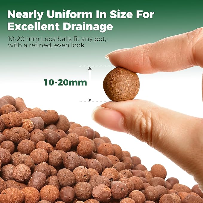 T4U Leca Clay Pebbles for Plants, 1.5qt 10-20 mm Clay Balls for Indoor Plants, Natural Clay Pebbles for Orchid Potting Mix, Hydroponic, Leca Pots, Plant Drainage, Garden Soil