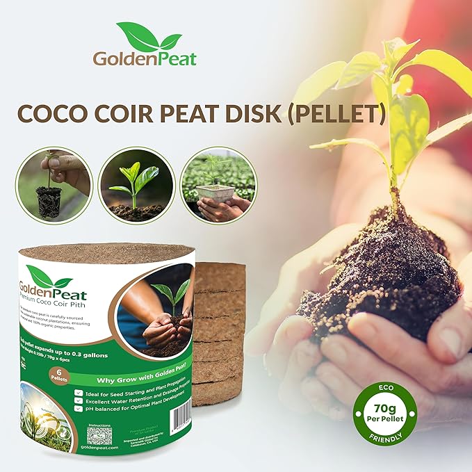 Low EC (<0.5) Coco Peat Seed Starting Mix Pods (94 mm - 72 Pack) for Seedlings. Compressed Seed Starting Pellets, Seed Starter Pods for Seedlings, Indoor/Outdoor Plants, Herbs, Vegetables & Flowers
