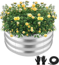 ZXZYHFTY Raised Garden Bed, 0.6 mm Galvanized Steel Round Planter Box with Open Bottom, Silver, 2 x 2 x 1 FT, 1 Pack