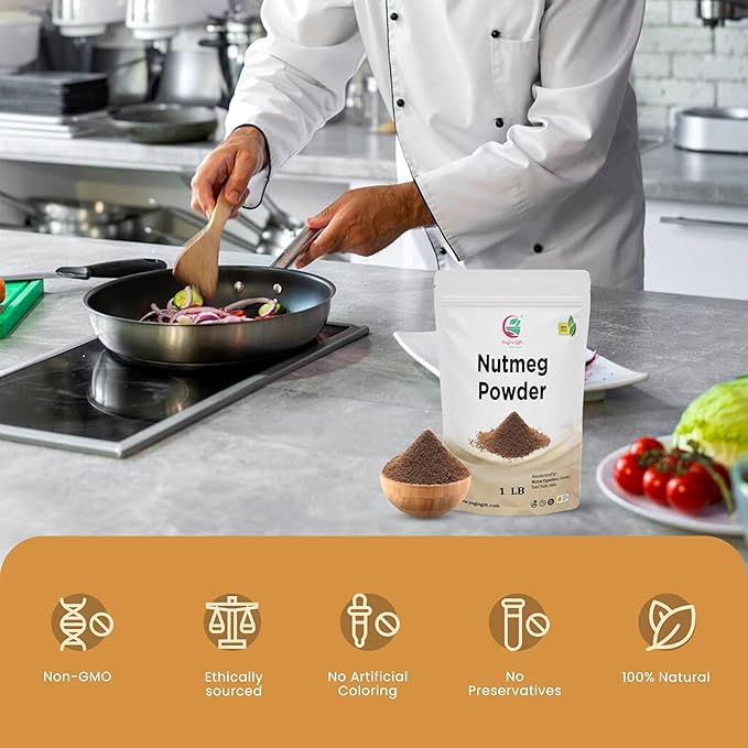 Nutmeg Ground 1 LB | Excellent Aroma and Incredible Flavor | Fresh Ground Nutmeg Spice for Baking, Cooking, Smoothies and Seasonings | Non GMO, Ethically Sourced | By Yogi's Gift®