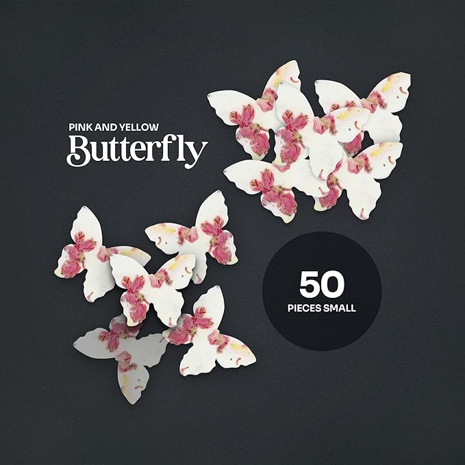 50pcs Small Pink & Yellow Butterfly Seed Paper – Plantable & Writable Wildflower, Gift for Mom This Mother’s Day, Use for Shower Favors, Weddings, Party Favors or Life Events