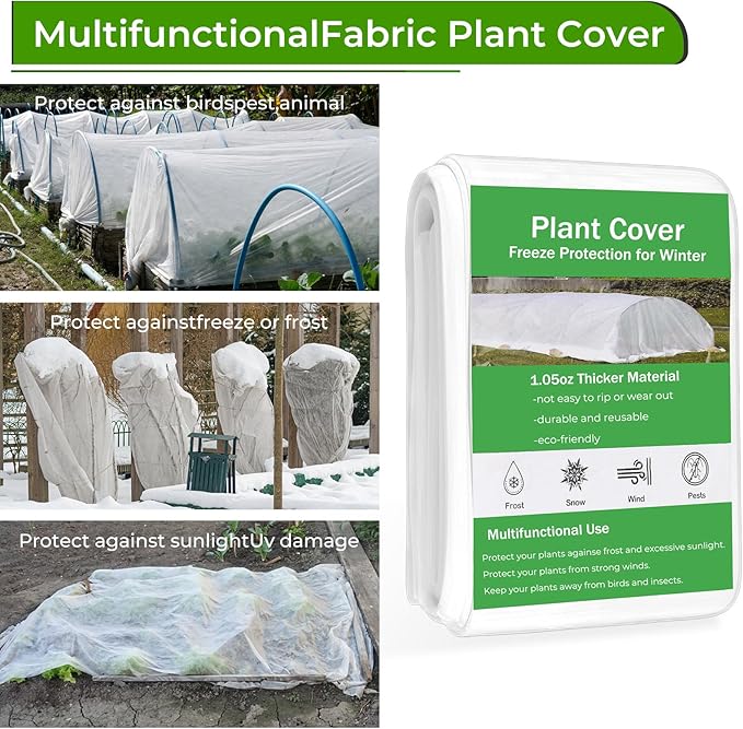 Plant Covers Freeze Protection, Cookmaster 10x33FT Frost Cloth Plant Freeze Protection, Garden Floating Row Covers for Raised Beds/Vegetables Insect/Winter Frost (White)