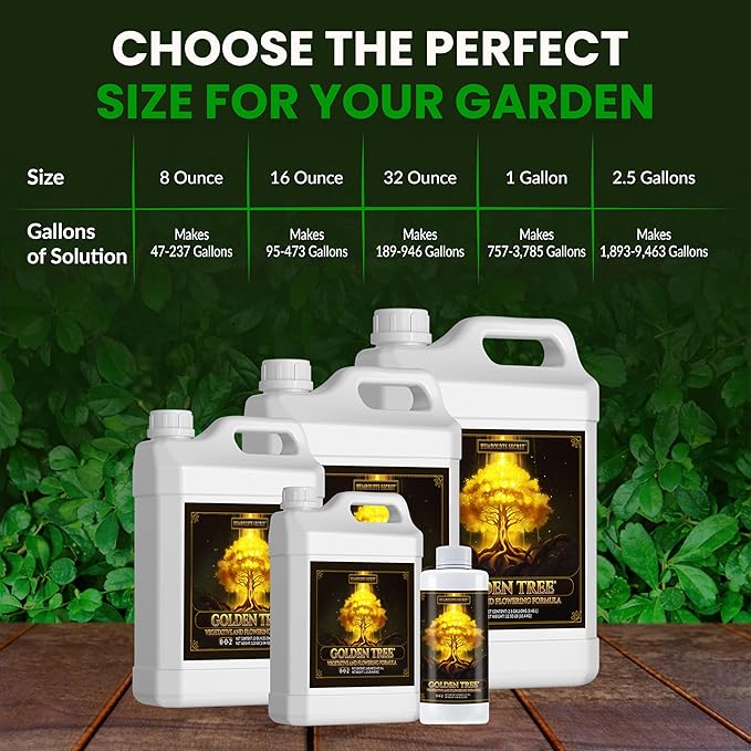 Humboldts Secret Golden Tree Liquid Plant Food | Enhances Growth Indoors or Outdoors | All-in-One Plant Nutrients for Vegetables, Trees, Flowers, Fruits, Roses, Lawns, Tomatoes | 8 Ounce
