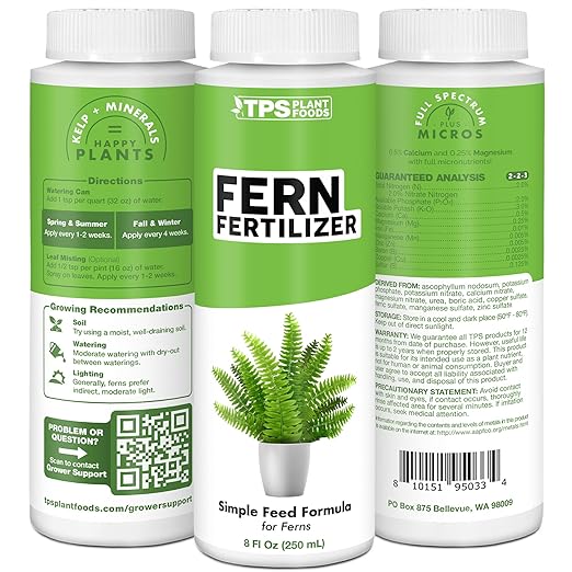 Fern Fertilizer – Liquid Plant Food for Fuller Fronds, Deep Green Color & Lush Growth, 32 oz