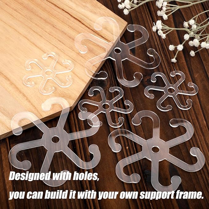 BOXOB 6pcs Climbing Plant Stem Supports, 2 Sizes Acrylic Houseplant Stem Holder with Holes Reusable Plant Stand Stakes Trellis Stem Hook Growth Accessories for Plants (Transparent)