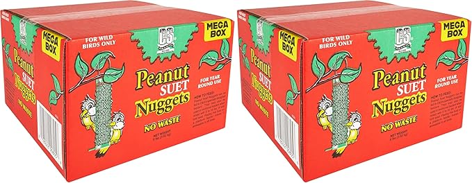 C&S Wild Bird Peanut Suet Nuggets Mega Box, 8 Pounds (Pack of 2)