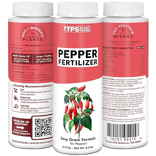 Pepper Fertilizer, Complete Liquid Pepper Plant Food, 8 oz (250mL)
