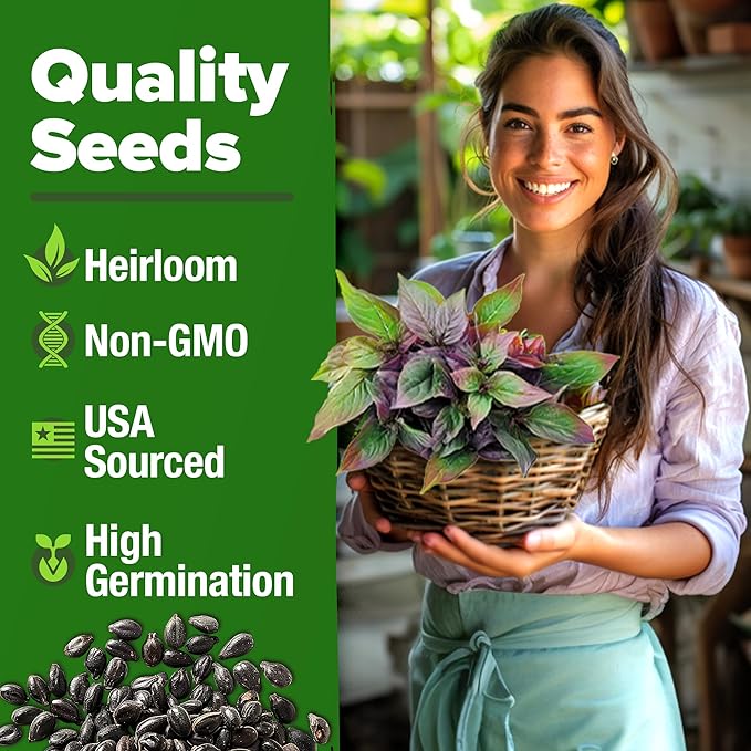 Summer Vegetable & Herb Gardens – 9,300+ Non-GMO USA Seeds – Includes Luffa Gourd (80), Clemson Spineless Okra (300), Thai Basil (876), and Arugula (4,350) – Heirloom Seed Variety Pack