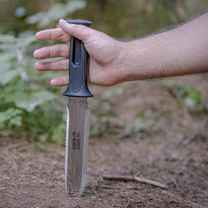 Hori Digging Knife - 7.5 Inches, with Leather Sheath, Black