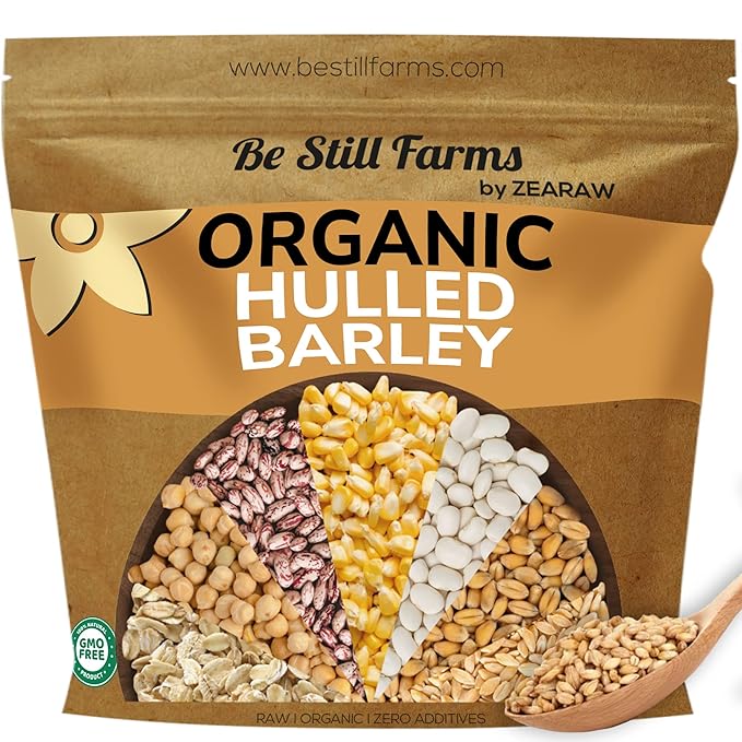 Be Still Farms Organic Hulled Barley Grain (4.8lb) - Whole Barley Groat Seed Bulk - Great for Soup, Flour, Cereal, Home Brewing, Grinding - High in Fiber | USA Grown | USDA Certified | Vegan | Non-GMO