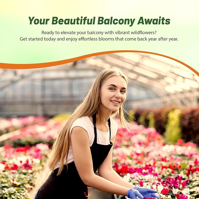 Outsidepride Balcony Wild Flower Seed Mix - 5,000 Seeds, Windowsill-Friendly Annual & Perennial Flower Seeds for Small Spaces, Easy-to-Grow Variety, Ideal for Balcony Gardens & Urban Flower Beds