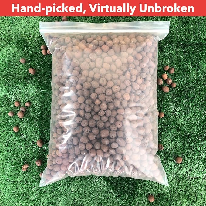 1Lbs Leca Expanded Clay Pebbles, 8-16mm Expanded Clay Aggregate, Natural Clay Pebbles for Hydroponic & Aquaponics Growing, Orchid Potting Mix, Hydroponics Supplies for Indoor Garden Plants