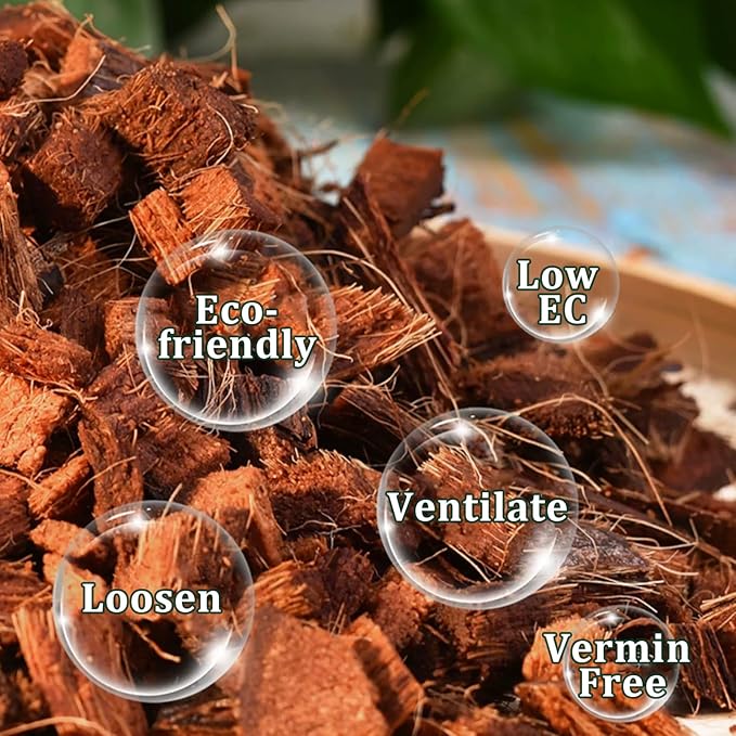 Coco Husk Chips Coconut Substrate for Garden Potting Soil Coconut Brick for Indoor Outdoor Flowers Plants Compressed Low EC Coco Husk Mulch for Garden Coconut Substrate for Reptiles, 4 Pack