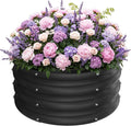 ZXZYHFTY Raised Garden Bed, 0.6 mm Galvanized Steel Round Planter Box with Open Bottom, Black, 2 x 2 x 1 FT, 1 Pack