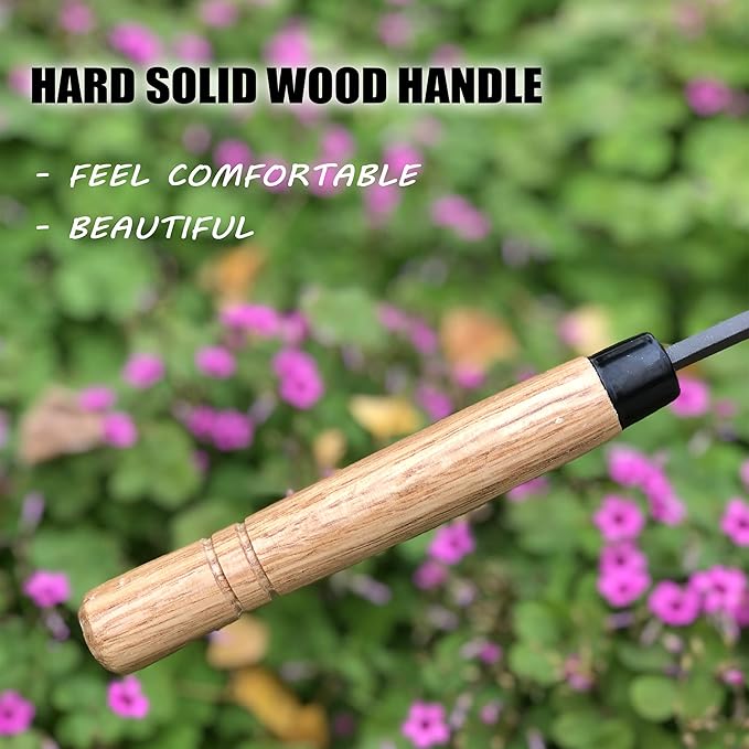 SHANFEEK Grass Sickle Japanese Weeding Hoe Garden Hand Tool Weeding Tools for Garden High-Strength Steel with Solid Wood Handle (Grey)