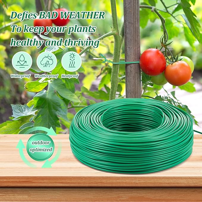 Zhengmy 150ft/46m Green Garden Wire, Sturdy Plant Ties with Wire Cutter, Twist Garden Ties Gardening Supplies 2.5 mm Diameter for Supporting Climbing Plants Office Organization and Decoration Binding