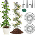 2 Pack Spiral Metal Trellis for Climbing Plants Outdoor, 41" Adjustable Plants Trellis Support Metal Garden Trellis with Center Pole and 3 Pronged, Climbing Plant Grow Cage Stand for Plants Flowers