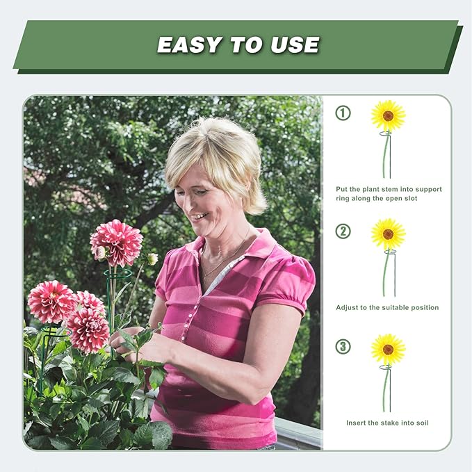 Joyhalo 20 Pack Plant Stakes, 16 Inch Plant Support Stakes, Flower Stakes with 24 Twist Ties, Garden Sticks for Plants Hibiscus, Sunflower, Red Hot Poker, Hydrangea, Tomato, Sapling Etc