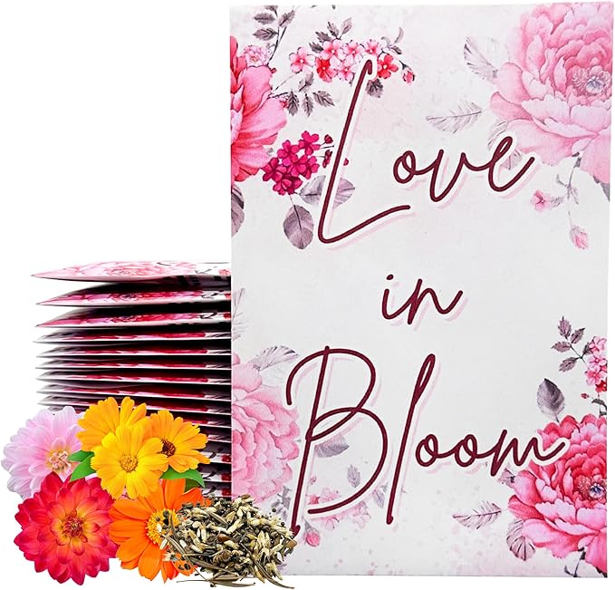 Love in Bloom Wildflower Seed Packets Party Favors (Pack of 30) - for Wedding Engagement Anniversary Bridal Shower Favor