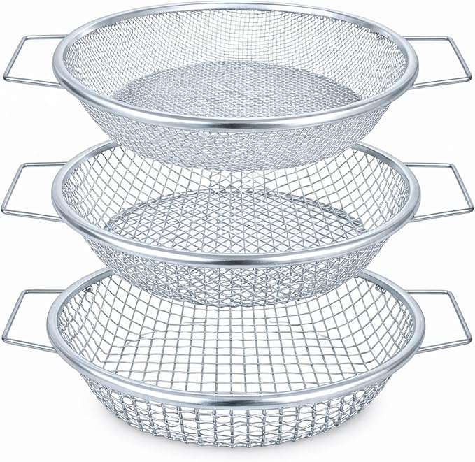 Soil Sifter with Handle, Fits 5-Gallon Buckets — Heavy-Duty Garden Soil Filter Tool (2 PCS 1/4in,1/8in)