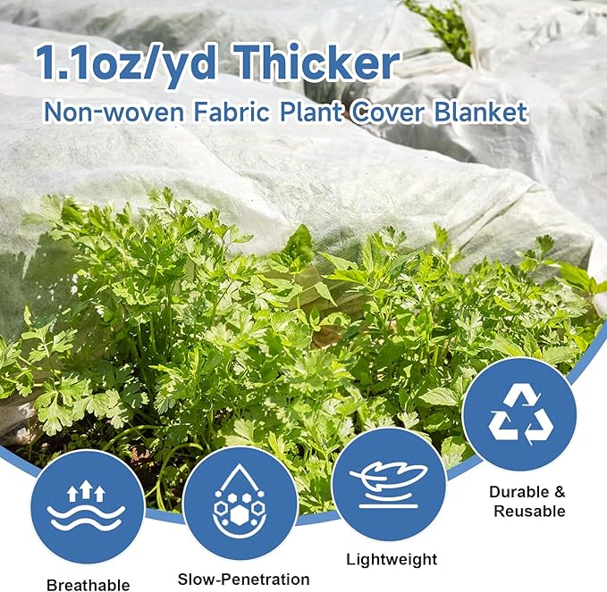 Plant Covers Freeze Protection,10 ft x 40 ft 1.1oz/yd² Thicker Floating Row Blanket Cover Fabric Plant Cloth for Winter Frost Snow and Garden Protection