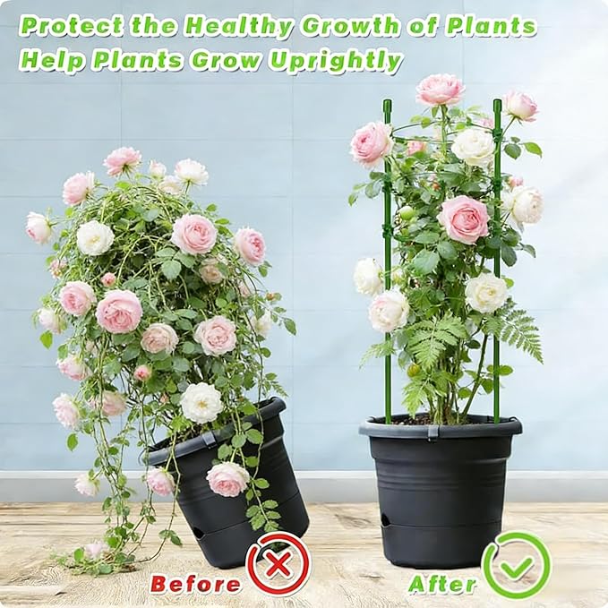 5 Packs Tomato Cages for Garden Cherry Tomato Cage Plant Support Structures, Vegetables Climbing Plants Plant Trellis for Climbing Vegetable Metal 18" with 1 Twist Tie 10 Plant Clip