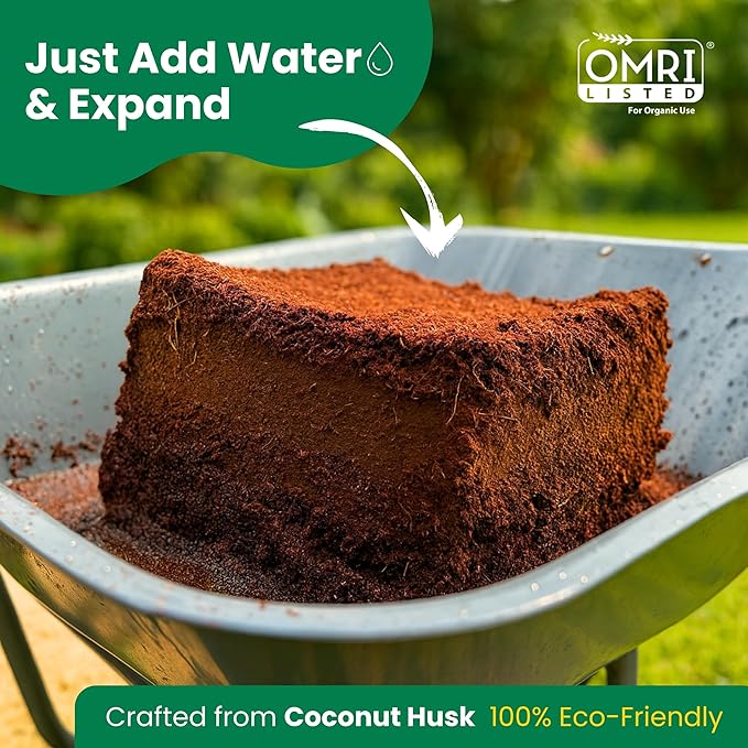 Gro-Med Coco Coir Brick 10 lbs – Expands to 80 Quarts – NPK Enriched Organic Coconut Coir – Potting Soil for Indoor Outdoor Plants, Seed Starter, Vegetables, Mushrooms, Gardening Use