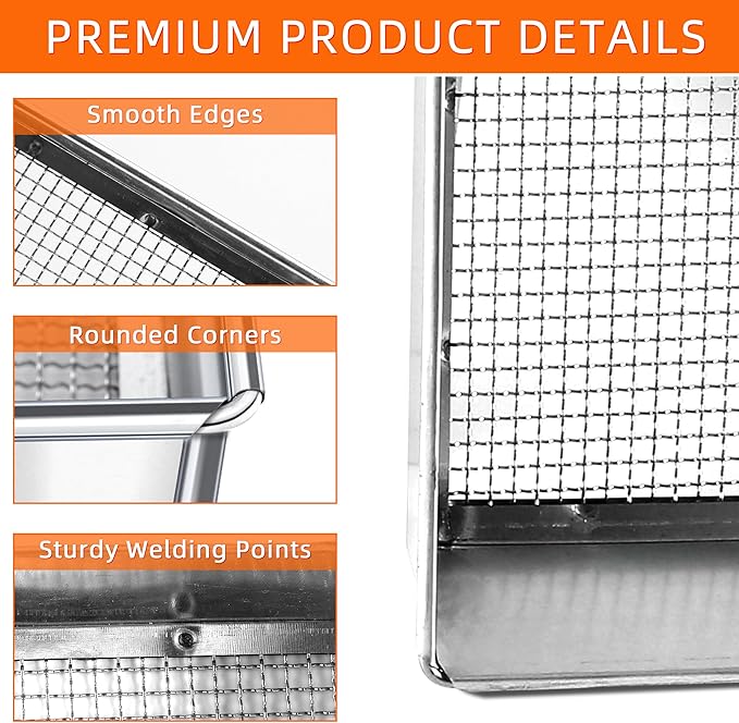 Remiawy Soil Sifter for Gardening, 2 Pack Rock Sifter for Compost Dirt Sand, Metal Garden Sieve Sifting Pan Tray, 1/4” Mesh Soil Screen Set of 2-17.5” x 11.5” and 12” x 10” (Large and Standard)