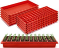 Romooa 10 Pcs Seed Starter Kit 72 Cell Seedling Starting Trays and 1020 Trays No Holes Plant Growing Nursery Pots for Gardening Germination Propagation (Brick Red)
