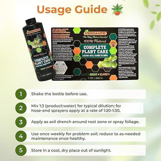 VERDANTÉ Complete Plant Care Liquid Soil Conditioner – Improve Lawn & Garden Health - Versatile Soil Conditioner for Lawns & Gardens - Simple Lawn and Garden Solutions - 2 Qt.