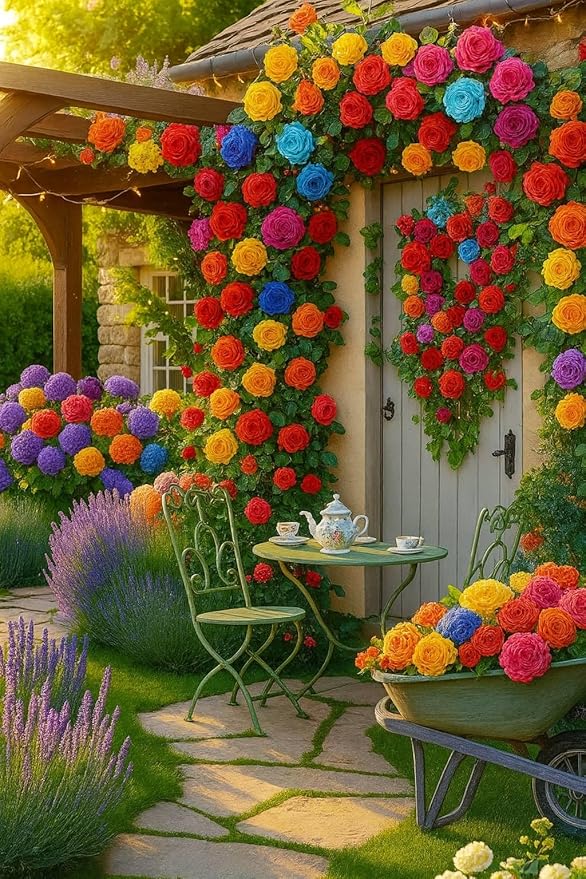 1000+ Climbing Rose Seeds Mixed 9 Color - Non-GMO Perennial Vine Flower for Garden Decor, Arch Fence Trellis, Easy to Plant Outdoor Blooming Seeds for DIY Gardeners, Home Landscaping