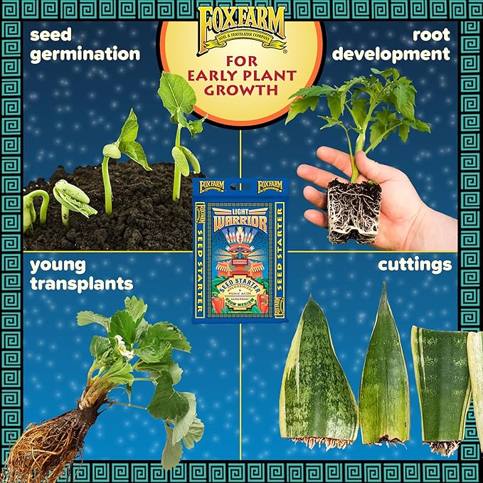 FoxFarm Light Warrior Seed Starter Growing Medium, 12 Quart - Beneficial for Seed Germination and Root Development, Indoor/Outdoor Cultivation - Ideal Nutrition for Plant Seedlings