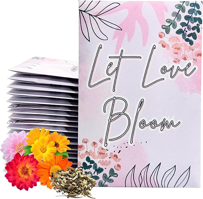 Wildflower Seed Packets Let Love Bloom Party Favors (Pack of 30) - for Wedding Engagement Anniversary Bridal Shower Favor