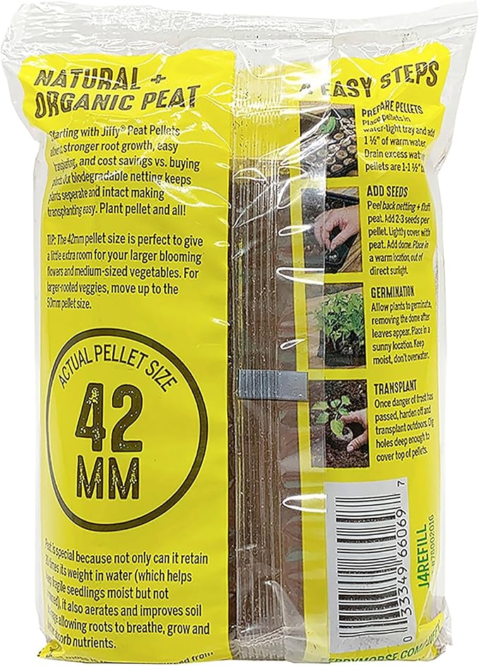 Jiffy Plant Starter Pellets - Compact Organic Seedling Peat Pellets Refill - 42mm, 5 Pack, Peat Soil