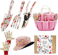 SNAIL GARDEN 6Pcs Garden Tools with Reversible Fisherman Sun Hat & Storage Bag,Gardening Hand Tools, Durable Rust-Proof Gardening Supplies, Garden Kit for Women Female Gardeners