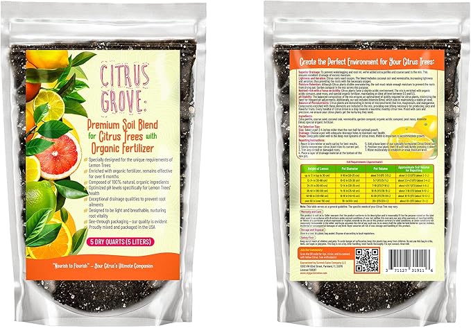 GARDENWISE Premium Organic Citrus Potting Soil for Indoor/Outdoor Plants - Perfect for Oranges, Lemons, Limes & Grapefruits Trees - Hand Blended for Optimal Growth (5 QUARTS)