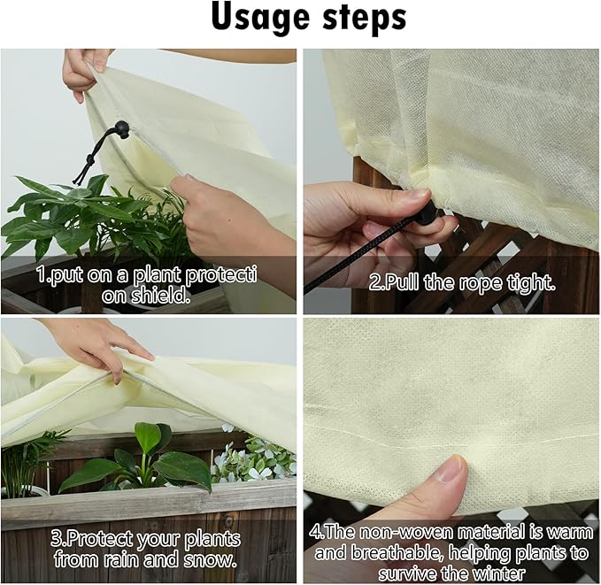 Plant Covers Freeze Protection, Winter Frost Blanket for Flower Pot Plants, Reusable Outdoor Plant Covers Freeze Protection, with Drawstring78.7x39x17.7INCH 2 pcs