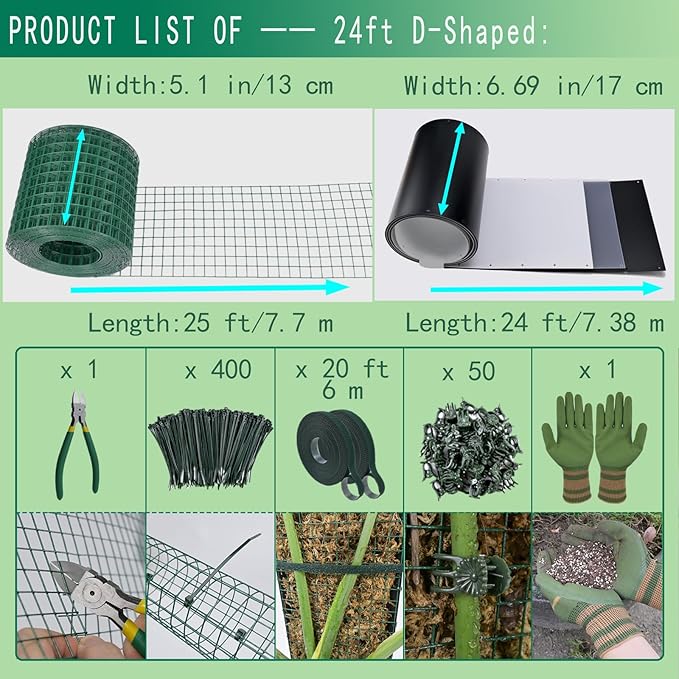 Metal Moss Poles for Climbing Plants, D-Shape Sphagnum Moss Pole Monstera Plant Support for Climbing Plants, DIY Plant Stakes Work with Sphagnum Moss (24ft D-Shaped)