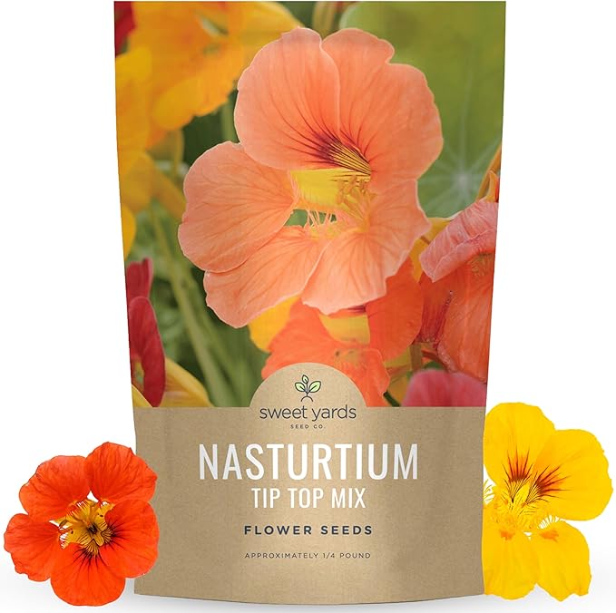 Nasturtium Tip Top Mix – Large 4 Ounce Packet – 800 Flower Seeds for Planting – Tropaeolum majus