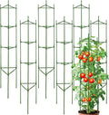 63-Inch Heavy Duty Tomato Cages, 6-Pack Extra Tall Metal Tomato Trellis, Steel Tube Plant Cage for Indeterminate Tomatoes, Cucumbers, Pole Beans – Rust-Proof Coated
