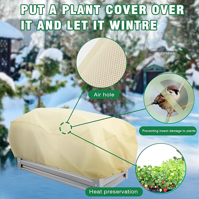 Plant Covers Freeze Protection, Winter Frost Blanket for Flower Pot Plants, Reusable Outdoor Plant Covers Freeze Protection, with Drawstring78.7x39x17.7INCH 2 pcs